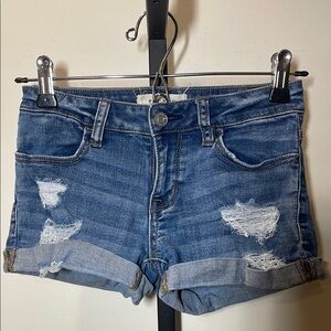 PacSun Blue Distressed Jean Shorts with Cuffed Hem
